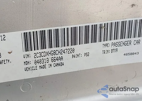 2012 Dodge Charger Sxt z USA, uszkodzony, nr VIN 2C3CDXHG8CH247220